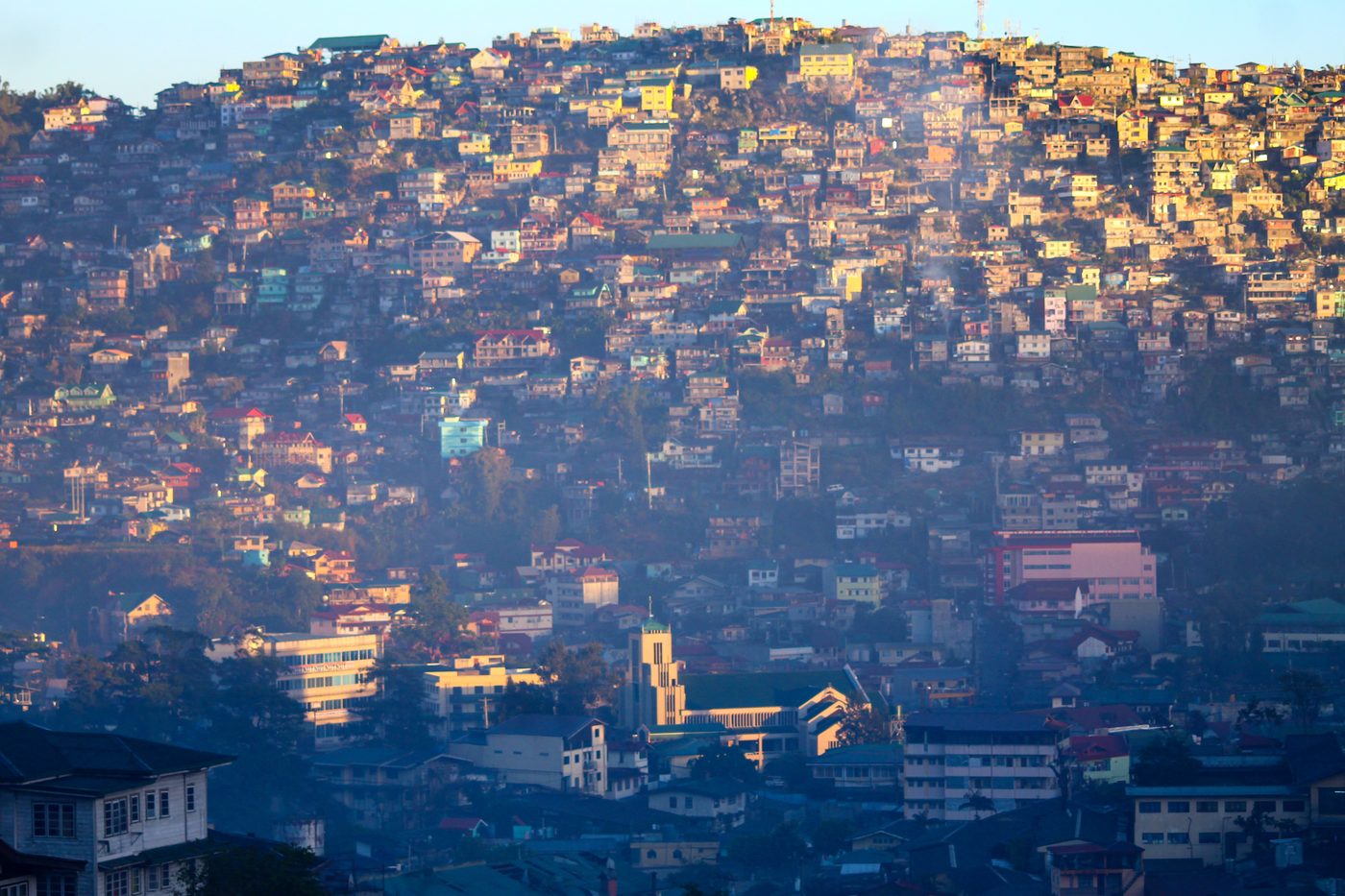 Hillside houses of Baguio City in the morning light