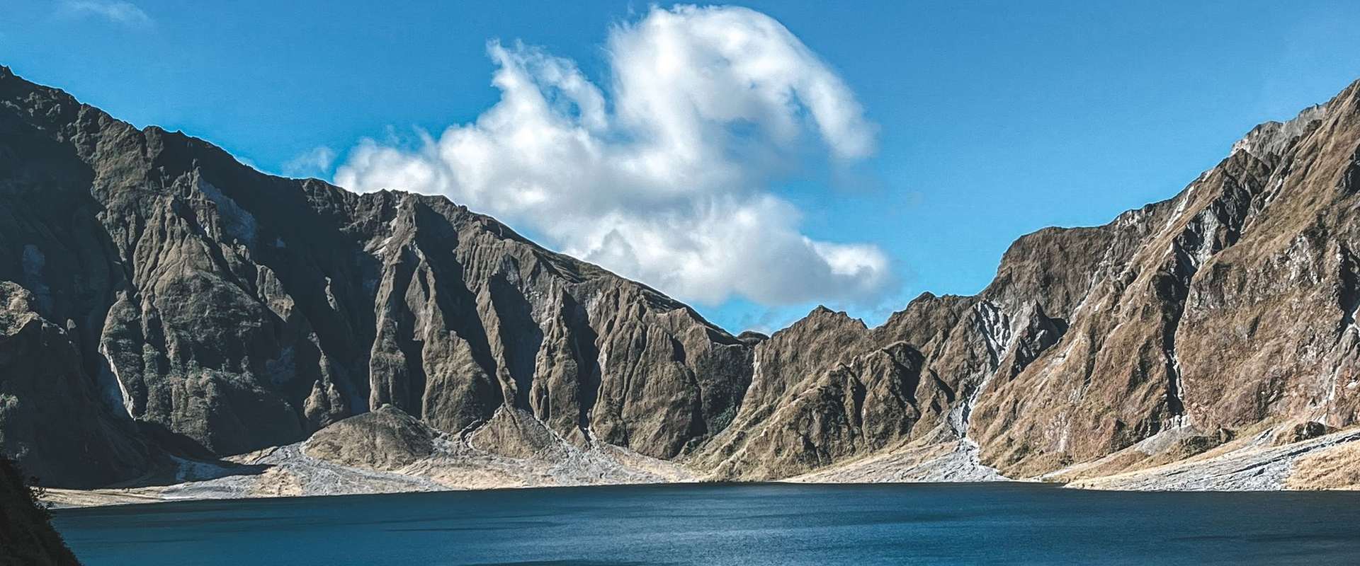 The crater lake of Mount Pinatubo below its rim